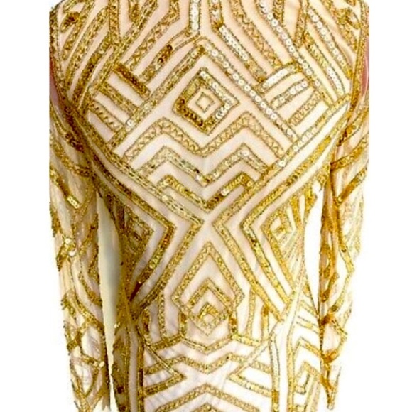 Gianni Bini Champagne Sequined Dress - Picture 2 of 13